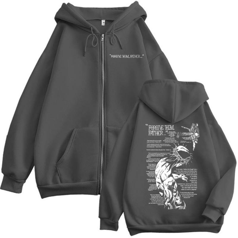 Felpa con Cappuccio e Zip Moda Vintage Felpe con Zip Unisex Casual Pullover Oversize