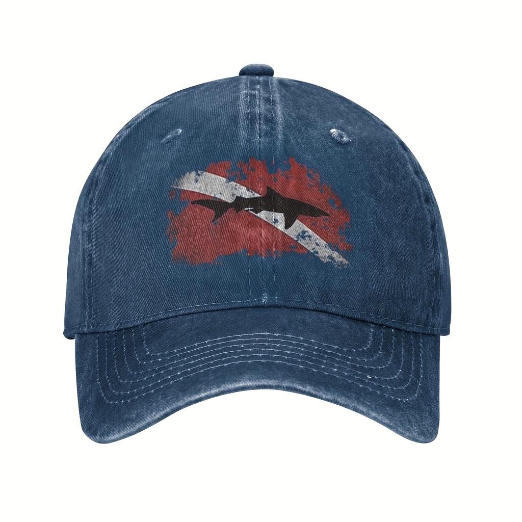 Shark Diver Flag Distressed Baseball Cap Vintage Sports Cowboy Hat Outdoor Adjustable