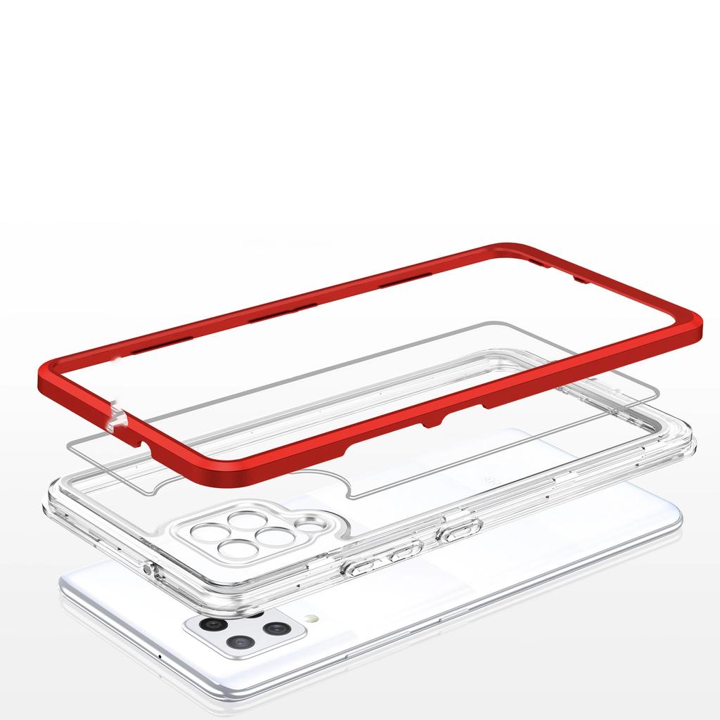 Clear 3In1 Etui Do Samsung Galaxy A42 5G Żelowy Pokrowiec Z Ramką Czerwony