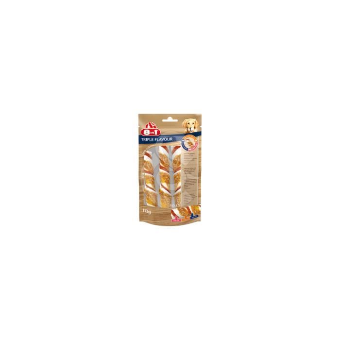 Os À Mâcher - 8in1 - Triple Flavour - Riche En Protéines - Pour Chiens Adultes - Longue Durée De Mastication