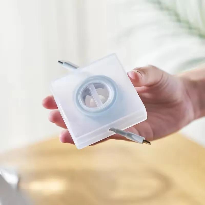 Přenosný průhledný organizér kabelů, správa kabelů, navíječ USB kabelů, zatahovací držák na telefon, nabíječka, chránič úložného prostoru pro kabely