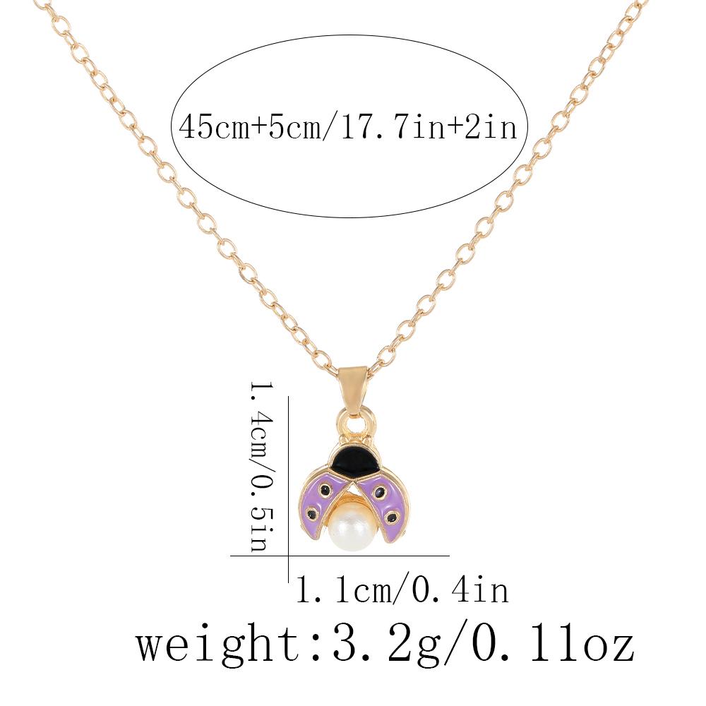 Cute Yellow Pink Red Purple Colors Mini Coccinella Pendant Necklace For Girls Golden Chain Jewelry Gift