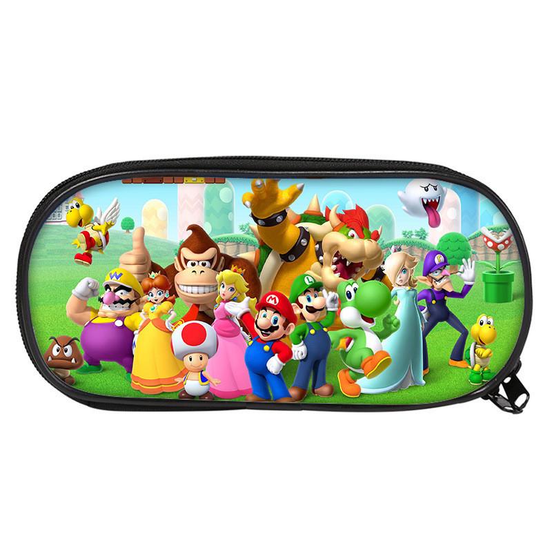 Super Mario Bros Pencil Case For Students Nylon Storage Bag Large Capacity Organizer