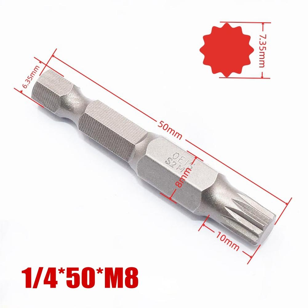 High Hardness Screwdriver Bits Silver 12 Point Alloy Steel