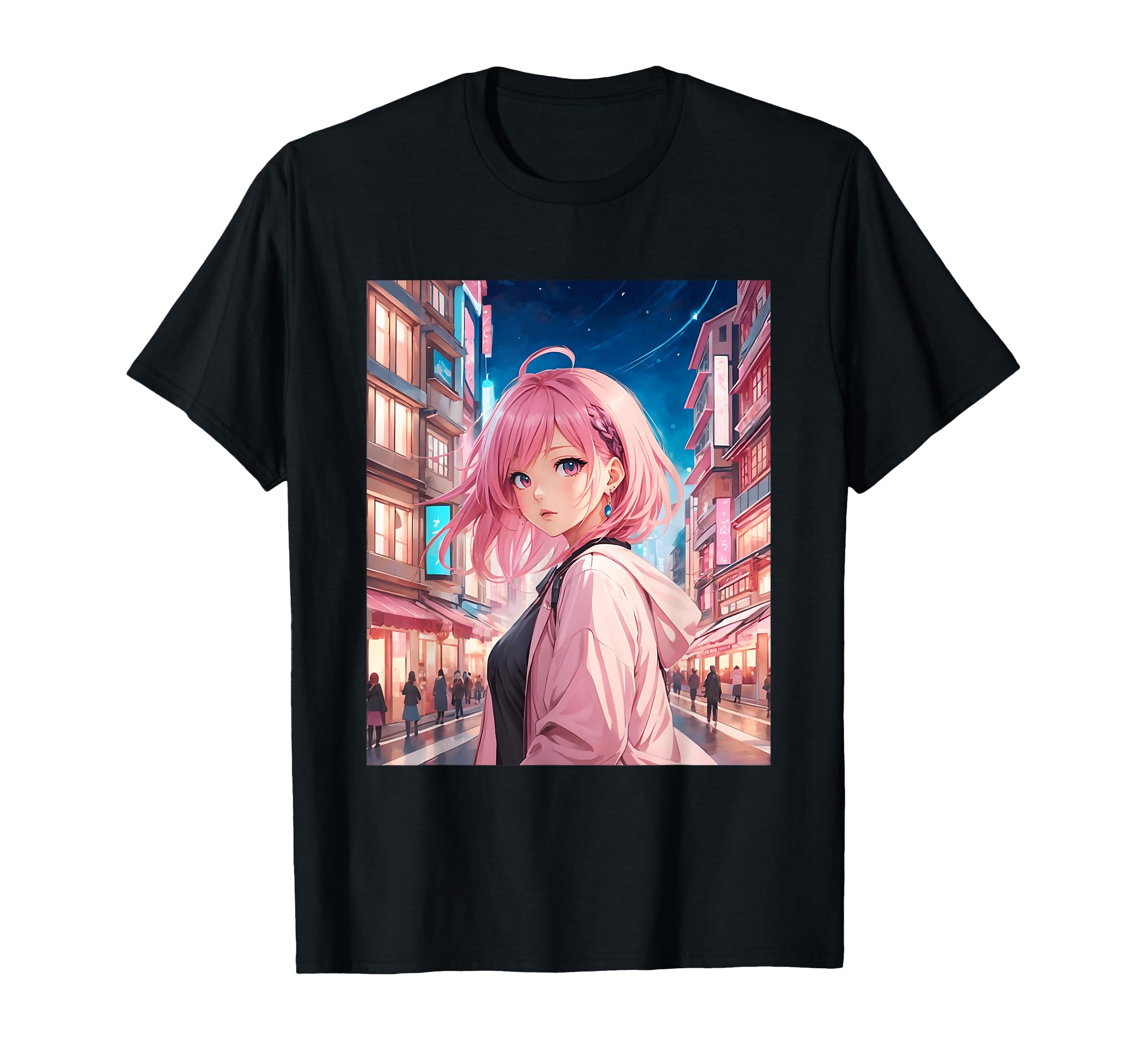 

Anime Waifu Print Girl, Manga, Aesthetic, Cute, Japanese, T-Shirt чорний