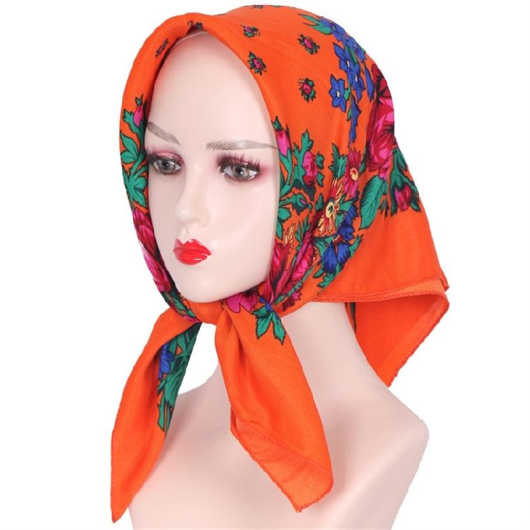 Women Flower Head Scarf Easy Care Wrinkle Resistant Polyester Wrap For Outdoor Activity Daily Fashion