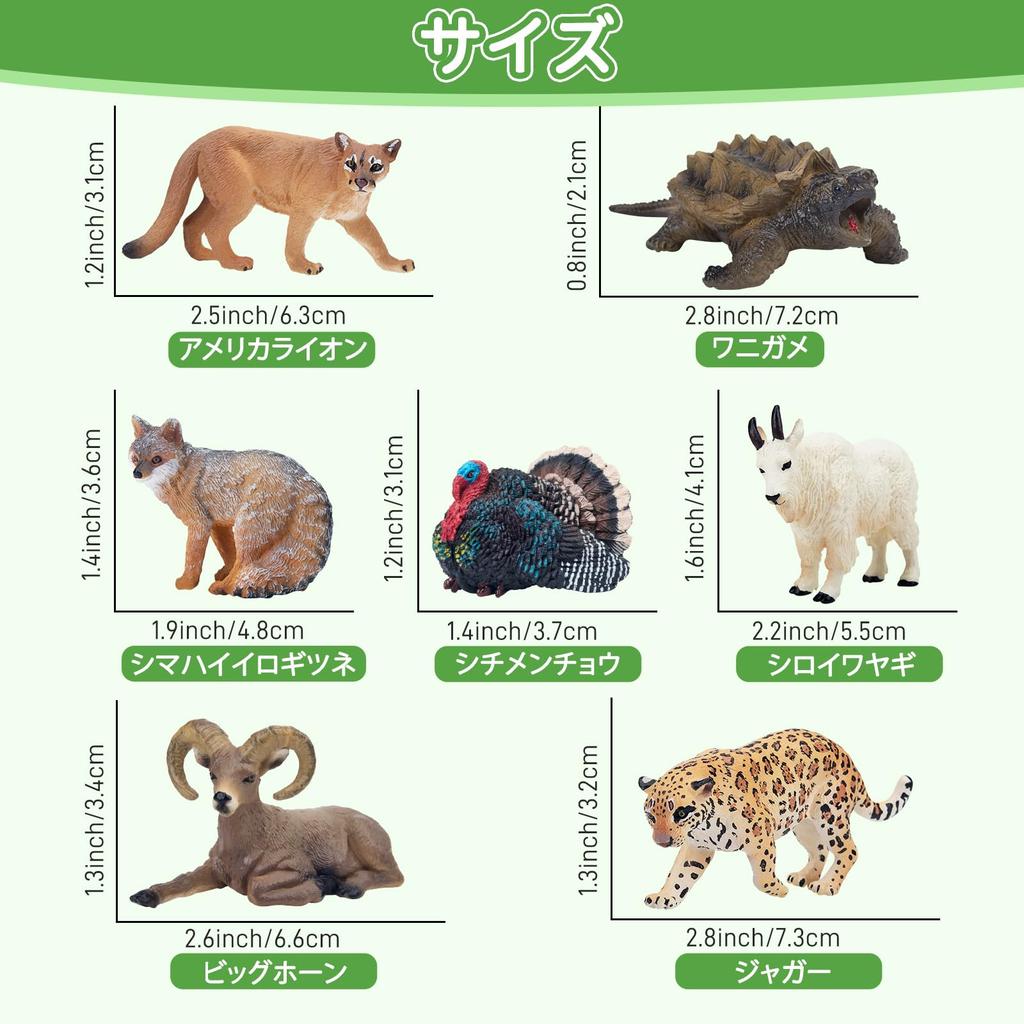 TOYMANY 14-Piece Mini North American Wild Animal Figure Set, Realistic Jungle Animal Models, Brown Bear and Elk Models, Popular Toy, Birthday Gift,