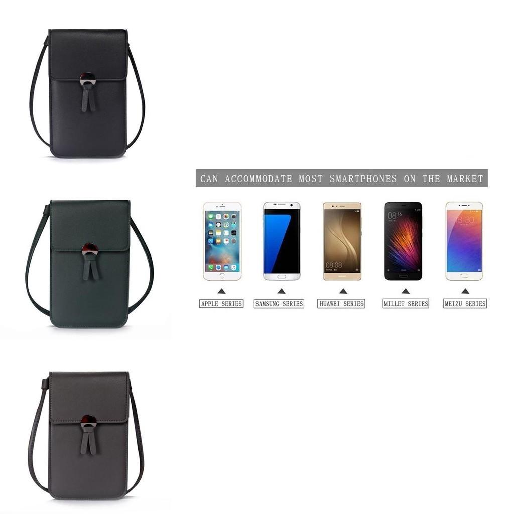 Women Transparent Touch Screen Mini Phone Pouch Shoulder Strap Mobile Bag With Snap Closure
