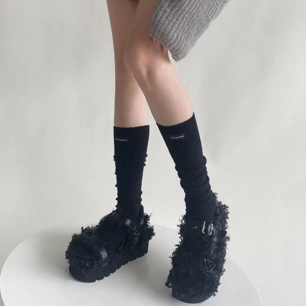 English Letters Calf Socks Black Lable Knee-high Socks Fashion Long Socks  Winter