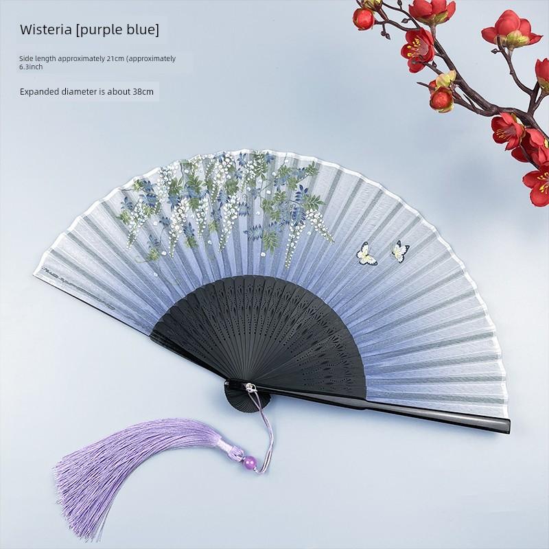 Chinese-Style Folding Fan, Retro Style, Summer Portable Fresh Small Fan, Ancient Fairy-Like Hanfu Dance Folding Fan