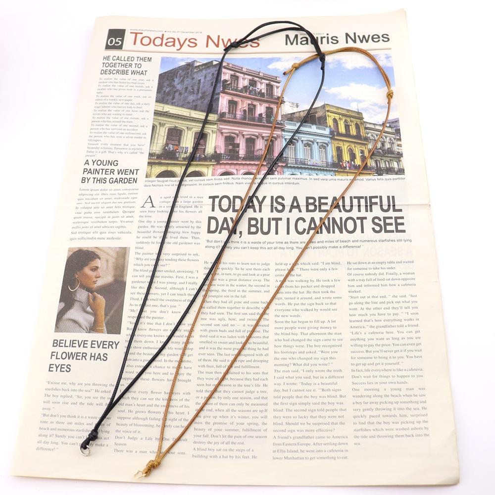 1.5Mm Brown Wax Leather Rope Necklace Handwoven Necklace Rope Adjustable Pendant Chain Mori Necklace N791