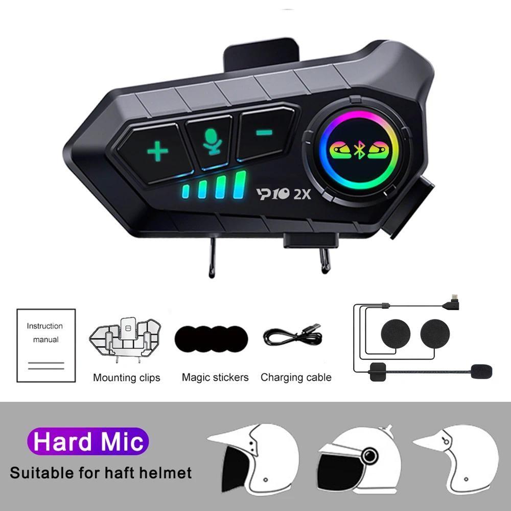 Motorcycle Helmet Headset Bluetooth 5.3 Intercom Headset Wireless Interphone Intercomunicador Waterproof Noise Reduction Voice Control Handsfree