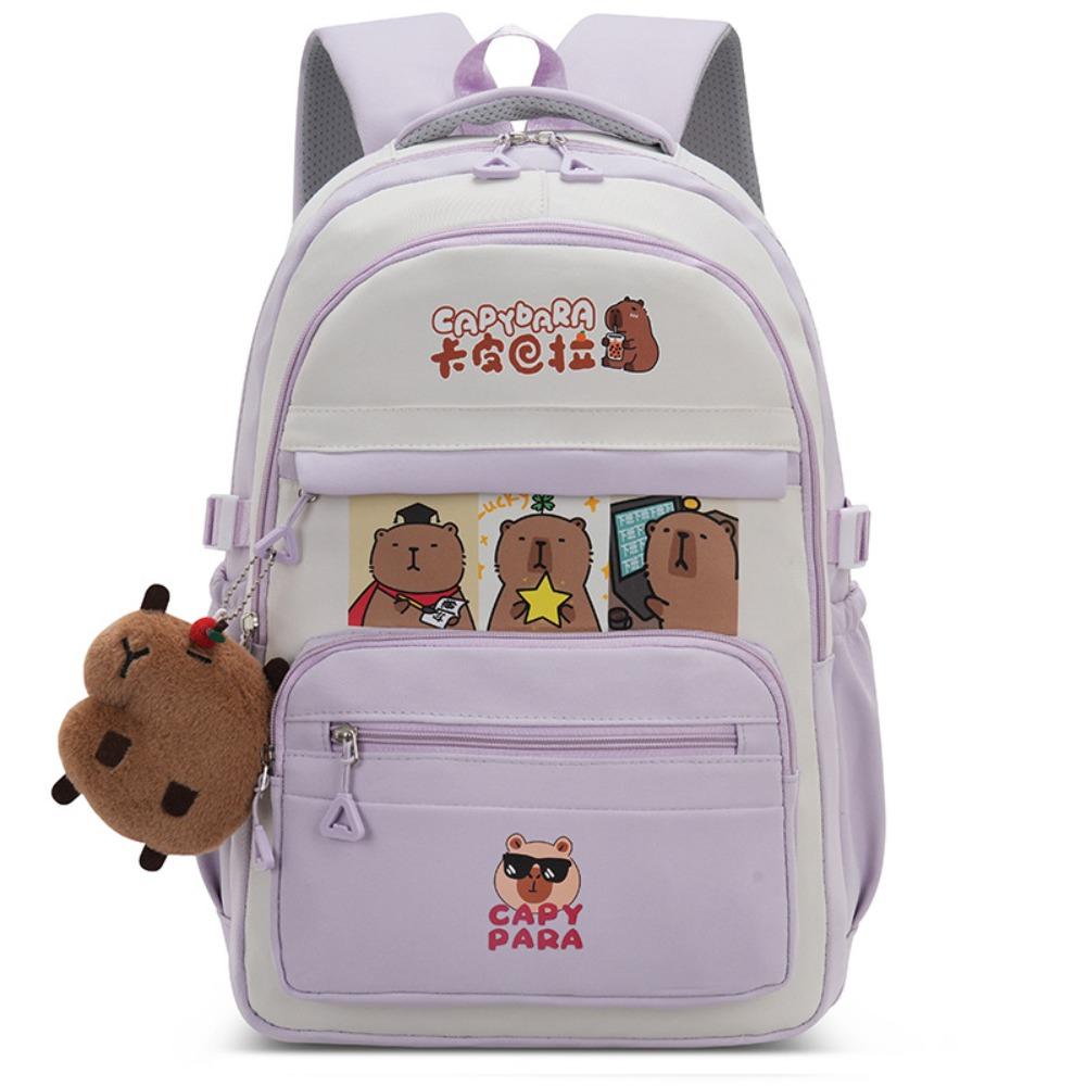 Cartoon Capybara Backpack Casual Style Casual Shoulder Bag Trendy School Bag  Travel