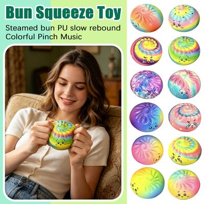 PU Slow Rebound Soft Squishy Bun Toy Stress Relief Squeeze Toy Durable Material Safe for Kids and Adults Random Design