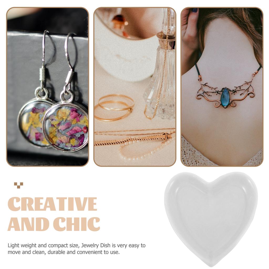 Ceramic Heart Jewelry Display Tray Ring Holder Earring Dish Necklace Bracelet Storage Plate Decorative Trinket Organizer Home