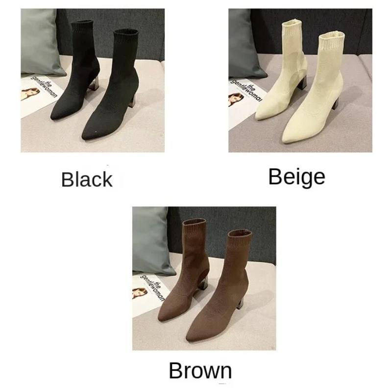 Winter New Women'S Pointed Fashion Slimming Socks And Boots Casual Fashion Thick High Heels Women'S Boots