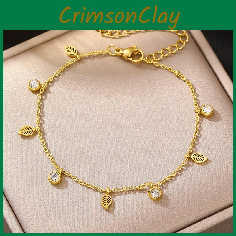 Fashionable Gold Tone Metal Leaf Pendant Necklace With Rhinestone Decoration For Womens Accessories
