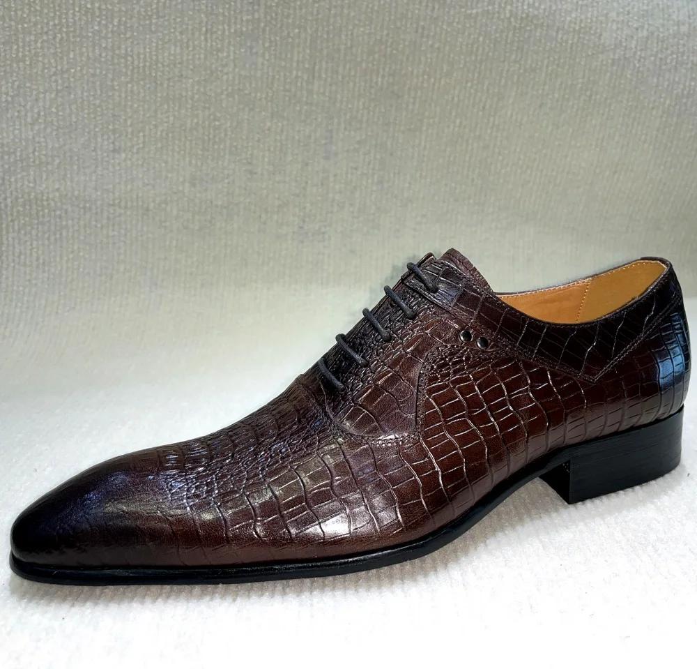 Fashion Italian Luxury Men's Pointed Toe Oxford Shoes Black Coffee Leather Lace-Up Dress Shoes for Wedding Office Business Formal Wear