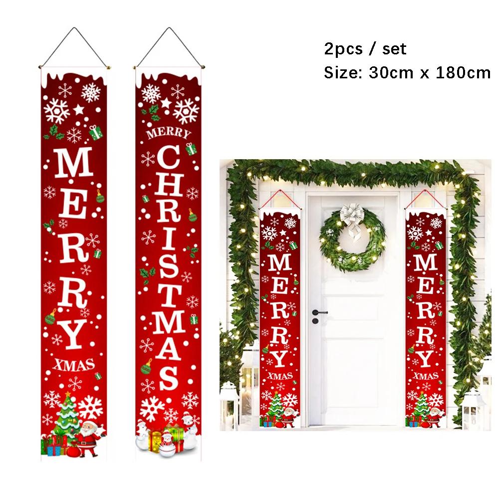 Christmas Door Hanging Banner Santa Claus Snowman Walnut Guards Merry Christmas Door Ornament Decoration New Year