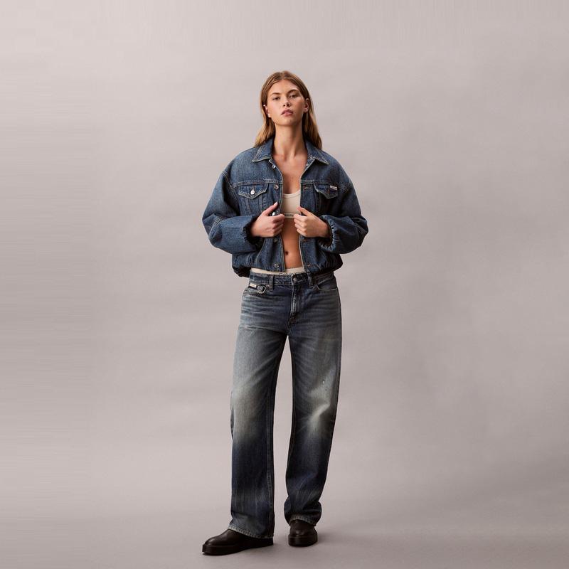 Calvin Klein American Vintage Lapel Thin Padded Denim Jacket Women jackets 47D725G