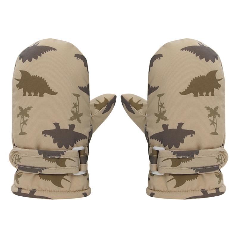 Gants d'hiver pour enfants coupe-vent et imperméables, gants de sport d'extérieur pour enfant, moufles de ski à motif dinosaure de dessin animé, indispensables pour le patinage et la randonnée