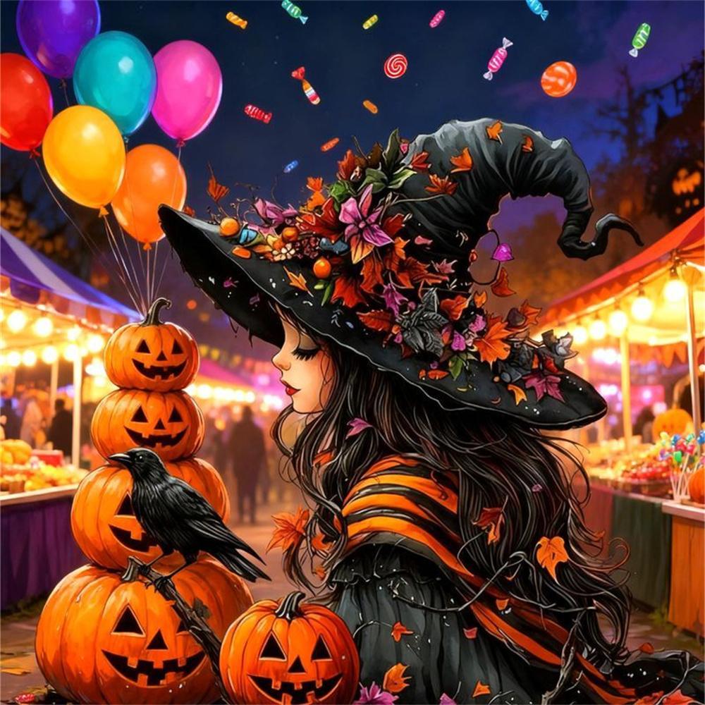 Diamond Embroidery Halloween Ghost Witch Rhinestone Picture Diamond Painting Kit Mosaic Full Square Drill Home Decor