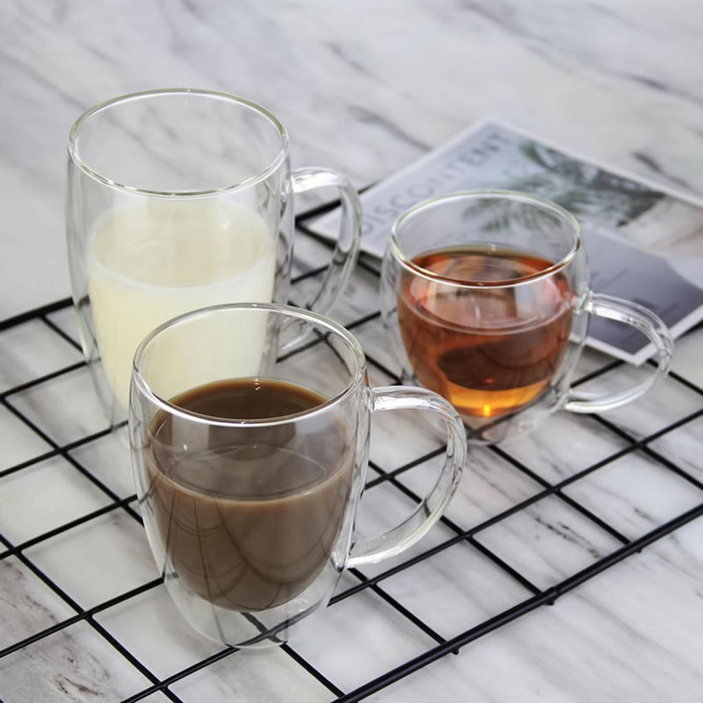Glass Coffee Mugs with Handle Beverage Glasses Heat Resistant with Handle for Juice Drinks Lead Free