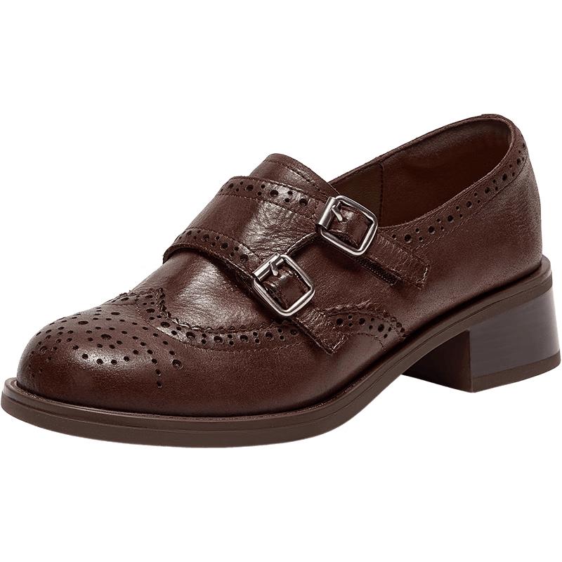 Bata Women's Leather Chunky Heel Loafers