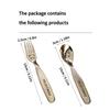 WORTHBUY 304 Stainless Steel Cutlery Children's Spoon Fork Cute Little Bear Pattern Soup Scoop Fruit Fork Reusable Tableware Set