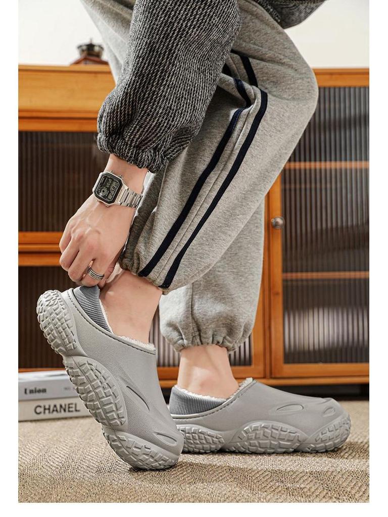 Winter Cotton Slippers: Non-slip, Waterproof, Thick-soled, Warm Velvet, Closed-toe for Men & Women