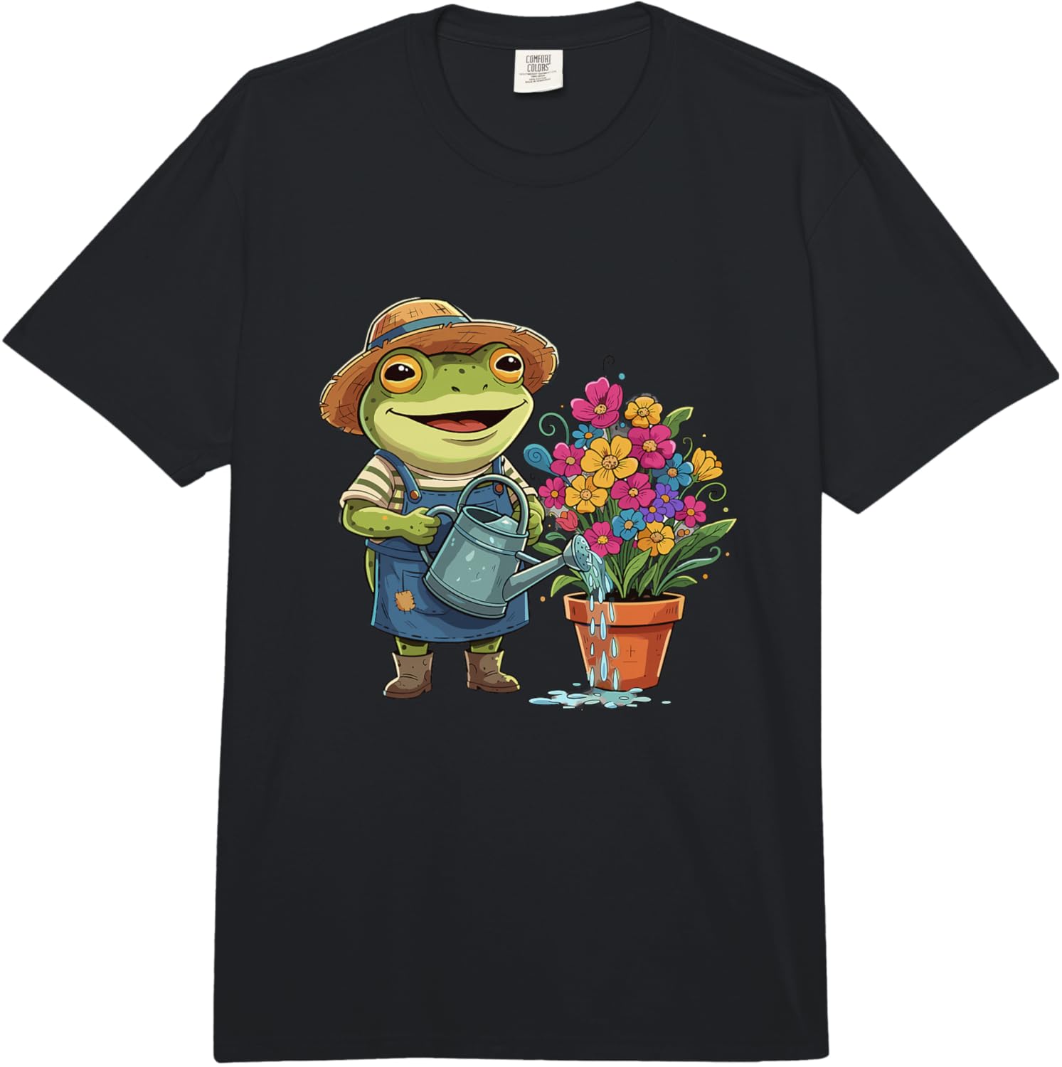 

Gardening Frog with Watering Can Flower Pot Comfort Colors Adult Heavyweight T-Shirt 5XL різнокольоровий