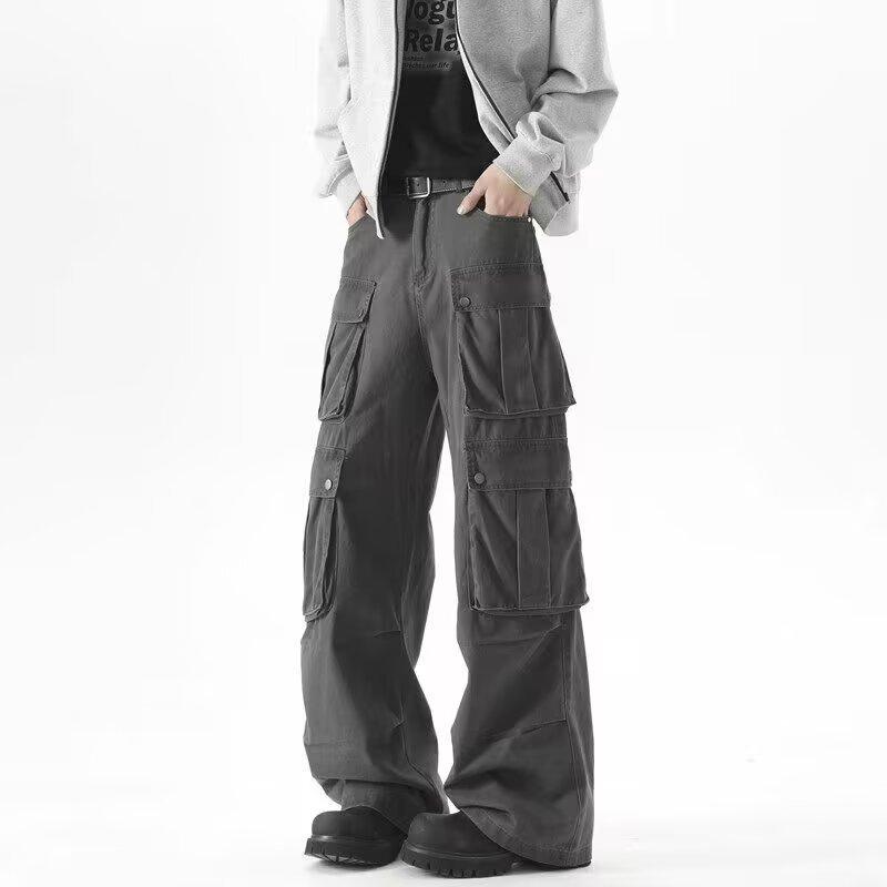 American trendy brand cotton multi-pocket overalls men's and women's spring and autumn new loose casual versatile functional straight trousers