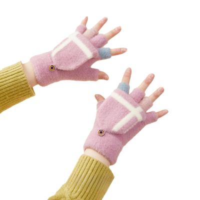 Luvas de inverno para o telemóvel, infantis e femininas, cor-de-rosa