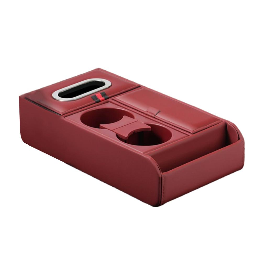 1pcs Car Center Armrest Storage Box Console Organizer With Build In Tissue Dispenser Cup Holders Non Slip Phone Tray Accessories