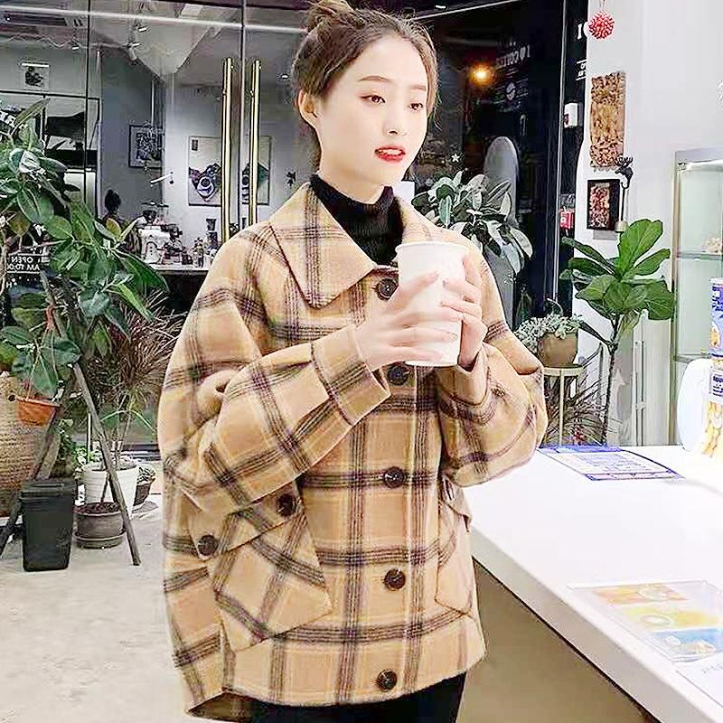 Autumn and winter new fashion single-breasted loose casual coat women's double-sided short cashmere coat tide