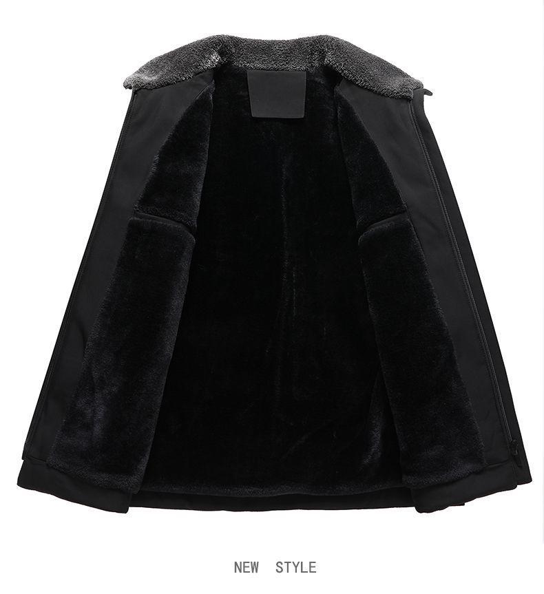 Woodpecker Dad Winter Coat: Velvet-Thickened Down Cotton Jacket for Middle-Aged & Elderly, Lapel Design, Warm Cotton Clothing.