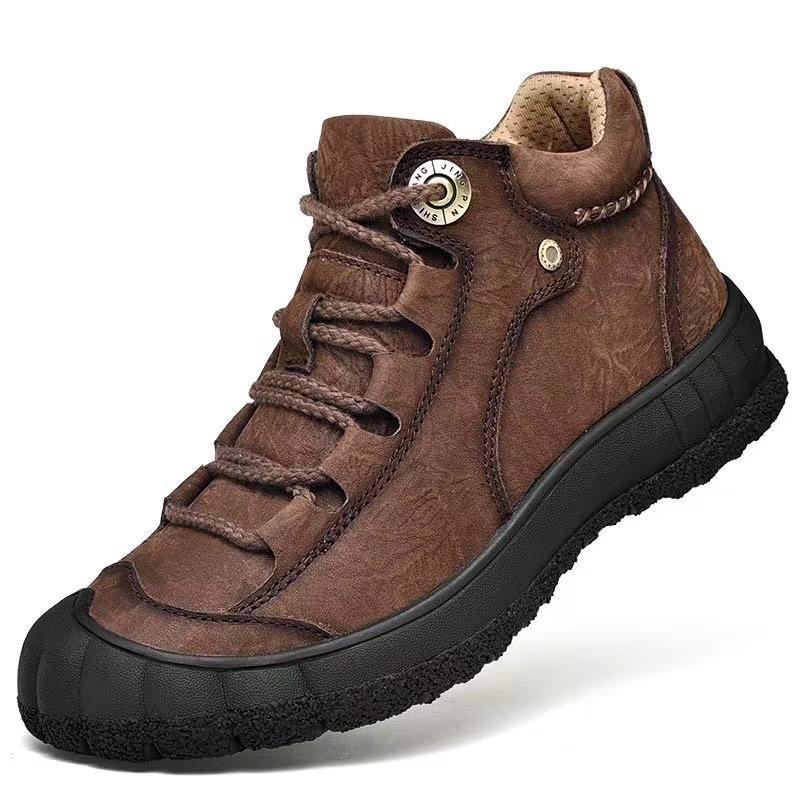 

Men s shoes winter snow boots outdoor sports and leisure high-top leather shoes waterproof non-slip velvet thermal hiking shoes 46