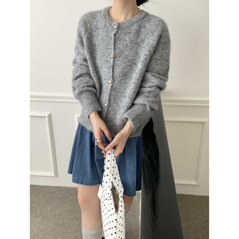 

Свитер-куртка с круглым вырезом, однотонный, на осень и зиму, женский, свободный, мягкий, восковой, молочный, кардиган крупной вязки One Size