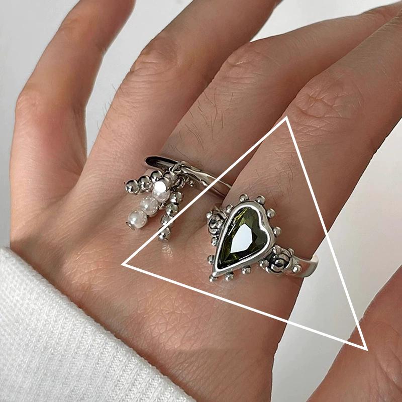 PANJBJ 925 Silver Geometry Crystal Ring For Women Ellipse Exaggerated Punk Water Drop Open Jewelry Gift