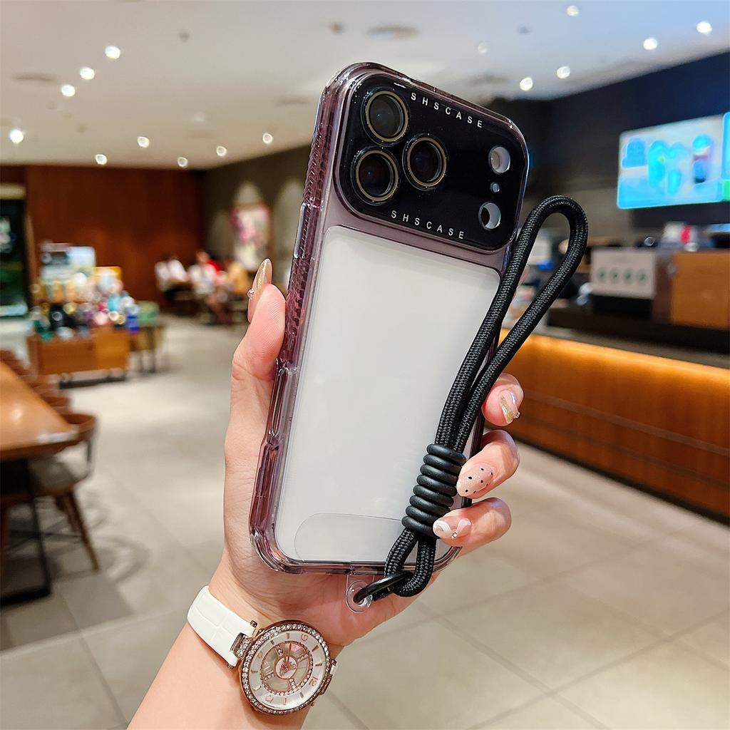 For iPhone 17 Pro Max Case Clear Colorful Frame Drop-Proof TPU + PC Phone Back Cover with Lens Film/Strap