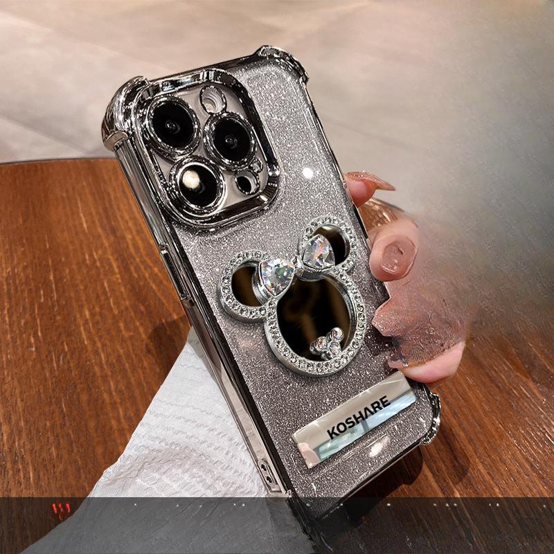 Lustrzana mysz odpowiednia dla iPhone'a 16 Etui na iPhone'a 15promax Galwanizowane Odporne na upadki 14 Wysokiej klasy Wyczucie 13 Uchwyt