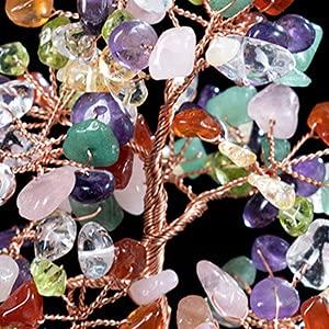 Money Tree (White Quartz, Citrine, Amethyst, Rose Quartz, Red Agate, Peridot, Dongling Jade) Crystal Cluster Natural Stone Purification Feng Shui Orna