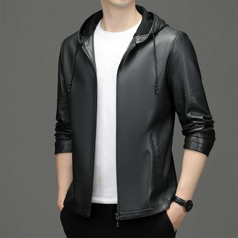 Genuine Leather Jacket for Men, First-layer Sheepskin, Middle-aged and Elderly Dad Leather Jacket, Middle-aged Coat