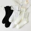 Rüschensocken für Damen 3 Paar/Los Mittelhoch Mittellang Knöchelhoch Atmungsaktiv Schwarz Weiß Calcetines Damen Frühling Herbst Socke