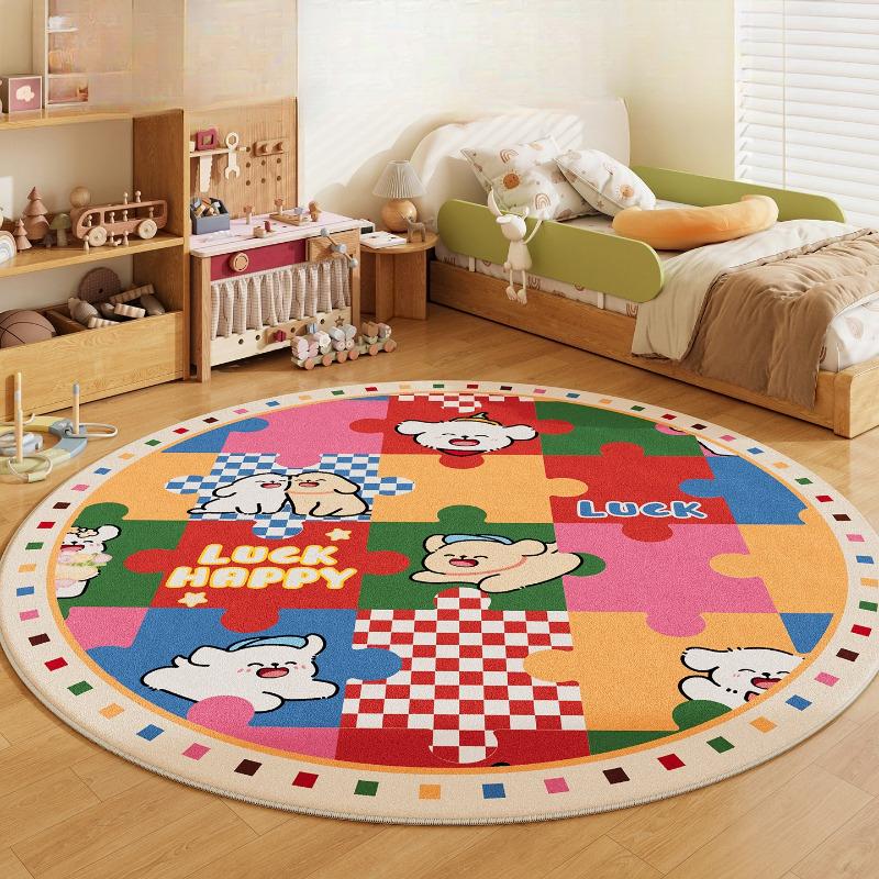 Modern Style Bedroom Decor Round Carpet Thick Plush Carpets for Living Room Fluffy Soft Children's Floor Mat Washable Lounge Rug