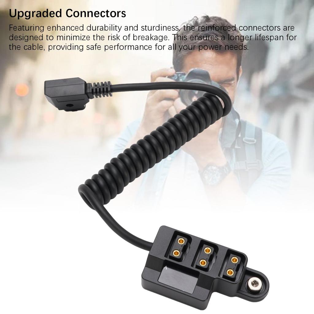 D Tap Splitter Cable with LED Digital Display B Type 3 Port D Tap Splitter Hub Power Cable for V Mount Camera Battery