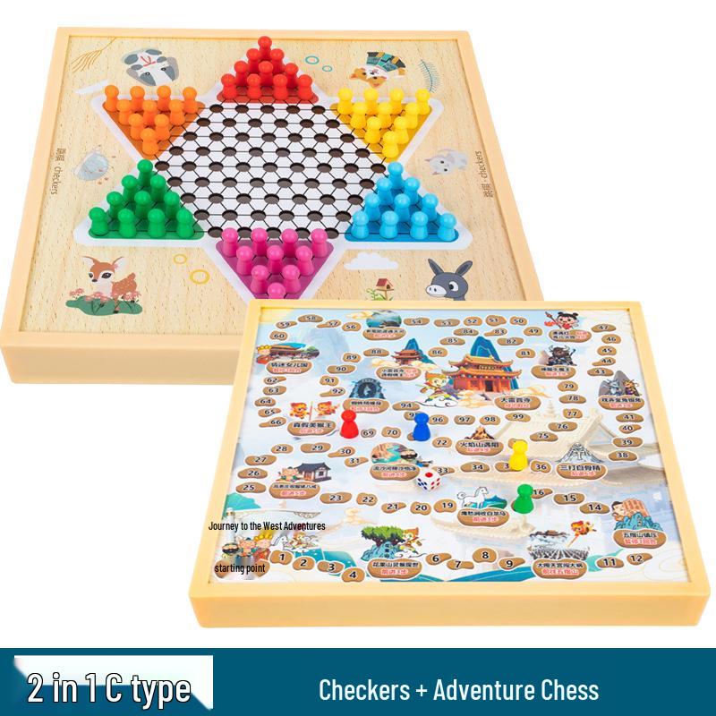 Multi-Board Game Set: Go-Moku, Checkers, Chinese Checkers, Chess, Animal Chess, Army Chess – Parent-Child Educational Toy