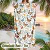 Butterflies Floral Frame Theme Quick Dry Beach Towel Custom Name Text Print Large Sand Resistant Towel Beach Vacation