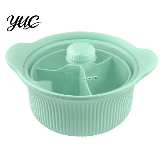 Silicone Food Steamer for Microwave Steamer, Double Layer Food-Grade Bowl with Lid & Divider, Heat Resistant Divided Pot Healthy Fat Reduction Cooking