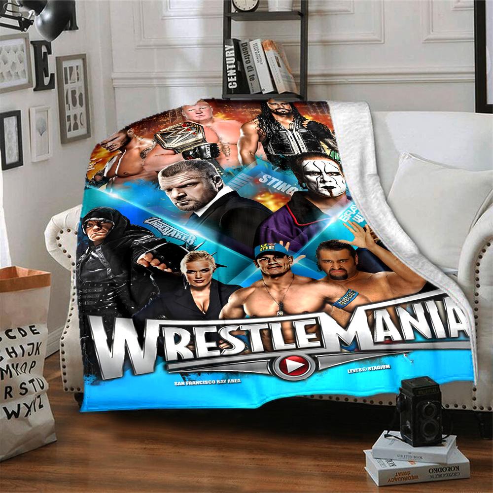 Wrestlemania Blanket Soft Warm Cozy Great for Seaside Sofa Bedding Four Seasons Multipurpose Stylish Decor Ideal Gift for Friends Family Couples Picni